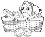 Coloriage stella dans un panier oeufs de paques paw patrol