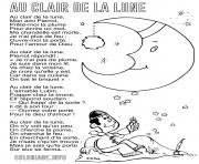 Coloriage au clair de la lune comptine berceuse avec paroles