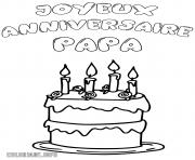 Coloriage joyeux anniversaire papa gateau