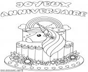 Coloriage joyeux anniversaire licorne