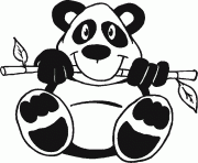 Coloriage panda mange une branche