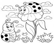 Coloriage coccinelle et fleurs facile maternelle