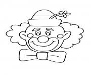 Coloriage amusant clown souriant et un chapeau avec fleur