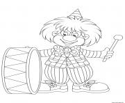 Coloriage clown pour enfants et son instrument de musique