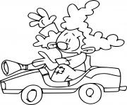 Coloriage gentil clown en voiture