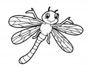 Coloriage libellule souriant insecte adorable