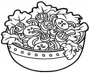 Coloriage repas sante salade et tomates legumes