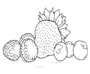 Coloriage fraise framboises et myrtilles