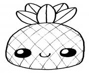 Coloriage fruit ananas kawaii adorable