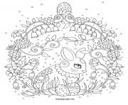 Coloriage adorable lapin de paques mandala adulte