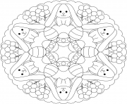 Coloriage mandala paques lapins et oeufs facile maternelle