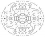 Coloriage paques mandala oeufs fleurs enfants facile