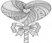 Coloriage mandala coeur motifs fleurs adulte