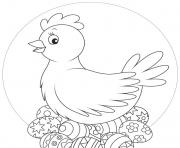 Coloriage oeufs de poule pour paques