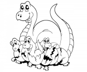 Coloriage maman dinosaure et ses bebes dinos