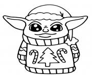 Coloriage baby yoda noel