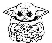 Coloriage baby yoda mandalorian au temple Jedi