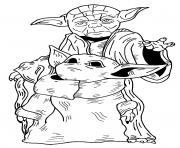 Coloriage star wars baby yoda et yoda