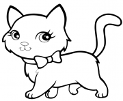 Coloriage chaton kawaii super mignon marche de maniere elegante