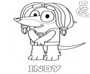 Coloriage indy un chien afghan tient un marche et aime la musique