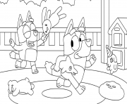 Coloriage jouer avec bluey