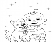 Coloriage baby jay jj cocomelon et son chien bingo