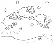 Coloriage Three Sleepy Sheep to Print and Color