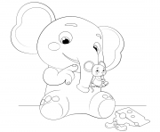 Coloriage Ello and Mimi Elephant and Mouse