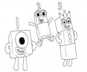 Coloriage numberblocks 1 2 3 onw two three