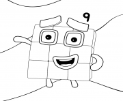 Coloriage Numberblocks Number 9