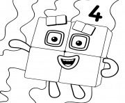 Coloriage Numberblocks Number 4