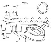 Coloriage plage chateau de sable