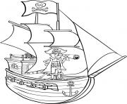 Coloriage bateau pirate avec son capitaine