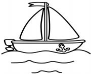 Coloriage bateau voilier et moteur facile