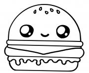 Coloriage hamburger kawaii