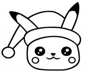 Coloriage pikachu noel kawaii