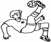 Coloriage joueur de foot soccer bicyclette