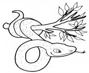 Coloriage serpent sur un arbre