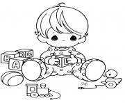 Coloriage bebe avec ses jouets