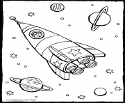 Coloriage dessin de fusee dans lespace