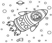 Coloriage fusee facile espace avec chien