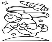 Coloriage astronaute sort de son fusee