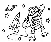 Coloriage fusee astronaute espace