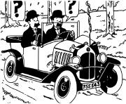 Coloriage les freres dupont dans une voiture tintin bd herge tintin