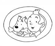 Coloriage tintin et milou fenetre