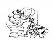 Coloriage tintin et milou des astronautes