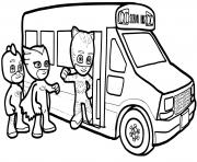 Coloriage pyjamasques autobus scolaire