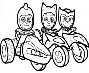 Coloriage pyjamasques en moto 4x4