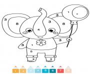 Coloriage magique CE1 un elephant