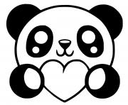 Coloriage panda coeur kawaii